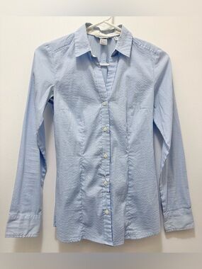 Women’s Light Blue Pinstripe Dress Shirt